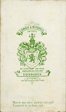 Lawrie & Mitchell  -  the back of a carte de visite