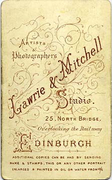 Lawrie & Mitchell  -  the back of a carte de visite