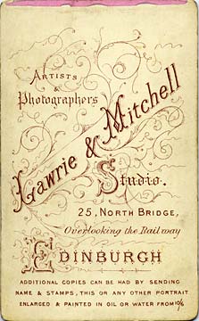 Lawrie & Mitchell  -  the back of a carte de visite