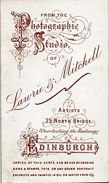 Lawrie & Mitchell  -  the back of a carte de visite