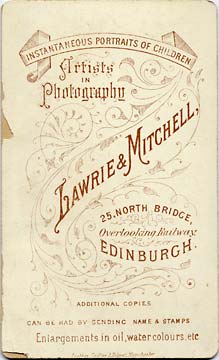 Lawrie & Mitchell  -  the back of a carte de visite