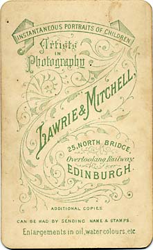 Lawrie & Mitchell  -  the back of a carte de visite