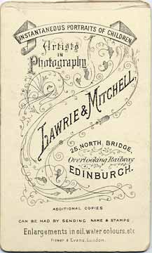 Lawrie & Mitchell  -  the back of a carte de visite