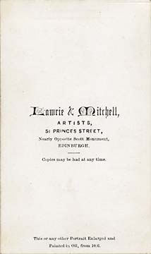 Lawrie & Mitchell  -  the back of a carte de visite