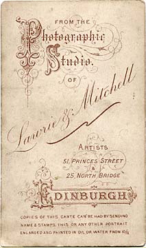 Lawrie & Mitchell  -  the back of a carte de visite