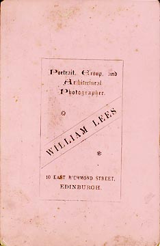 The back of a carte de visite from the studio of William Lees