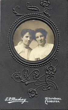 GR Mackay  -  Small photograph of two ladies mounted on carte-de-visite size mount