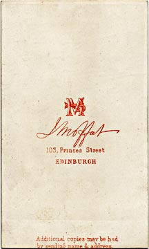 John Moffat  -  Carte de visite  -  1861-73  -  Block Lettering (JM) on the back