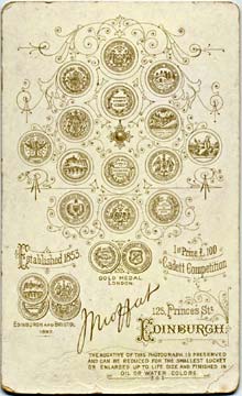 John Moffat - Carte de visite - from 1897 - Back = "10 Medals"