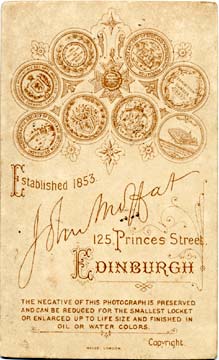 John Moffat  -  Carte de visite  -  1886 to around 1890  -  Back = "4 Medals"