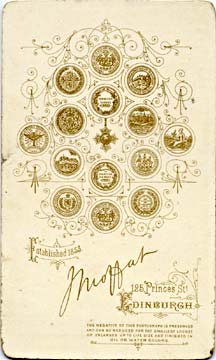 John Moffat - Carte de visite - around 1890 to 1897 - Back = "7 Medals"