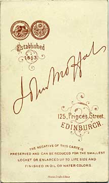 John Moffat  -  Carte de visite  -  1875-80  -  Back = "1 Medal"