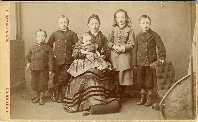 Carte de visite by P Nimmo & Son  -  Lady and five children