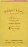 Crte de visite of a bearded man from the Edinburgh studio of Thomas Rodger and Son (back)