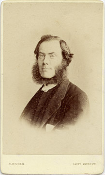 Carte de Visite of a bearded reverend from the St Andrews studio of T Rodger (front)