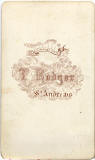 Carte de visite of a girl from the St Andrews studio of Thomas Burns (back)