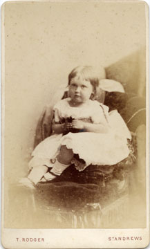 Carte de Visite of a girl from the St Andrews studio of T Rodger (front)