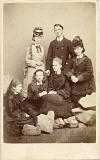A carte de visite by the Edinburgh professional photographer John Ross  -  A group of five ladies and a man