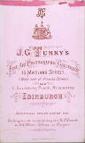 The back of a carte de visiet by James Good Tunny  -  1875-1886  -  Child