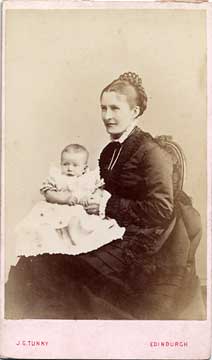 The back of a carte de visiet by James Good Tunny  -  1875-1886  -   Lady and baby