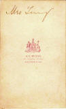 The back of a photograph by J G Tunny, probably of his third wife, Margaret (Wilson) Tunny
