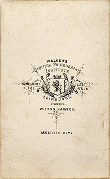 The back of a carte de visite by William Walker