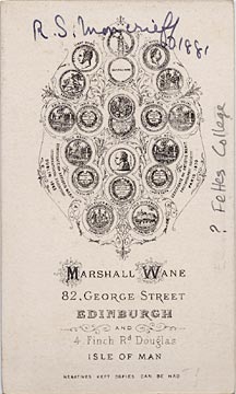 The back of a carte de visite from the Edinburgh studio of Marshall Wane  -  Head of a youth