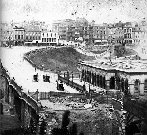 Waverley Bridge - Construction of Tunnel and Princes Street - Photograph by Begbie