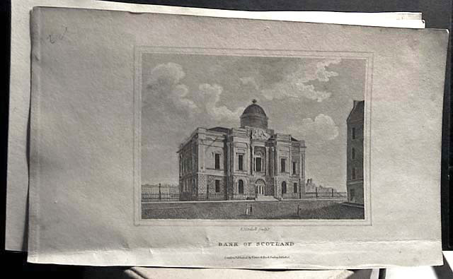 Bank of Scotland  -  Engraving from "Beauties of England & Wales"  -  zoom-out