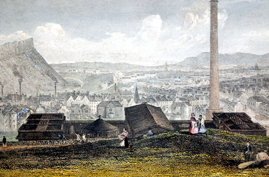 Engraving - View looking south from Calton Hill, published 1847