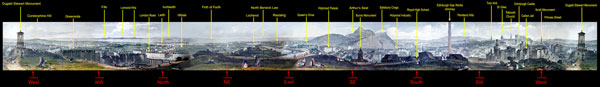 360 degree panormaic view from Calton Hill  -  created from a book of engravings, published 1847