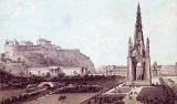 Engraving from Nelson's Pictorial Guide Books  -  Edinburgh from Princes Street Gardens