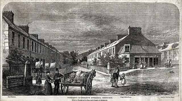 Reid Terrace, The Colonies, Stockbridge, Edinburgh  -  An engraving based on a photograph by Ross & Pringle