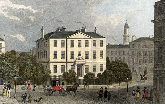 Engraving in 'Modern Athens'  -  hand-coloured  -  Drummond Place