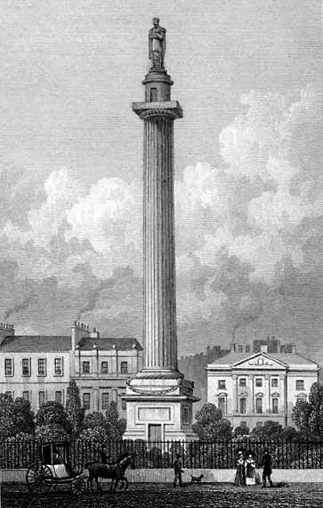 Engraving in 'Modern Athens'  -  Lord Melville's Monument in the centre of St Andrew Square