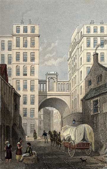 Engraving from 'Modern Athens'  -  hand-coloured  -  Regent Bridge