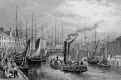 Engraving in 'Modern Athens'  -  Leith Harbour from the Piet