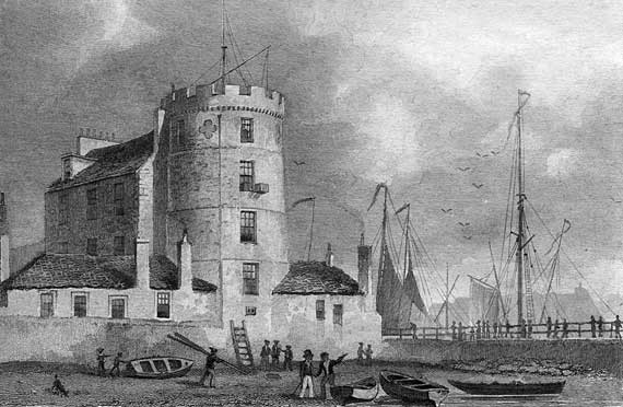 Engraving in 'Modern Athens' - Signal Tower - Leith Harbour