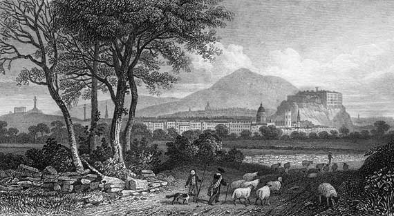 Engravings in 'Modern Athens'  -  Edinburgh from Craigleith