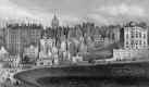 Engraving in 'Modern Athens'  -  Edinburgh Old Town and Bank of Scotland from Princes Street