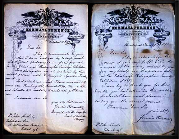 Letter enclosing entry to 1876 EPS Exhibiton