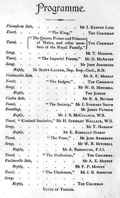 EPS Dinner Programme   -  1902