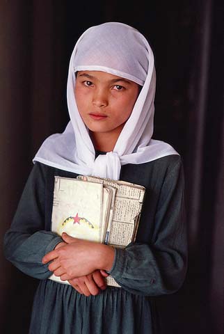 Young Afghan Schoolgirl -   A photograph in Steve McCurry in his exhibition, Images from Afghanistan