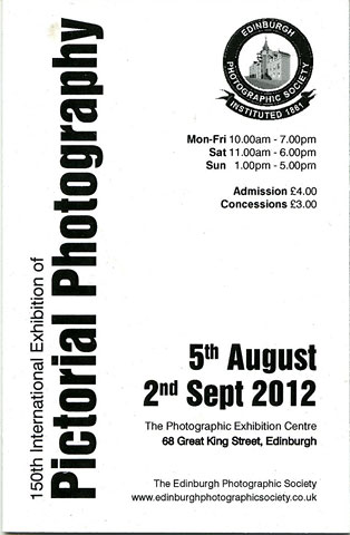 Small card advertising Edinburgh Photographic Society Open Exhibition, 2012