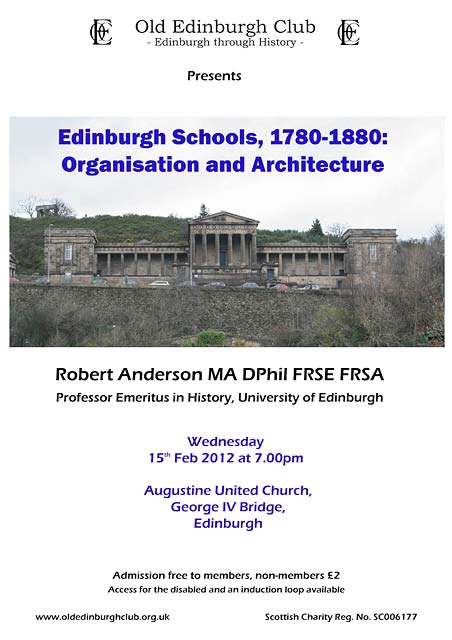 Poster for Old Edinburgh Club Lecture - February 2012