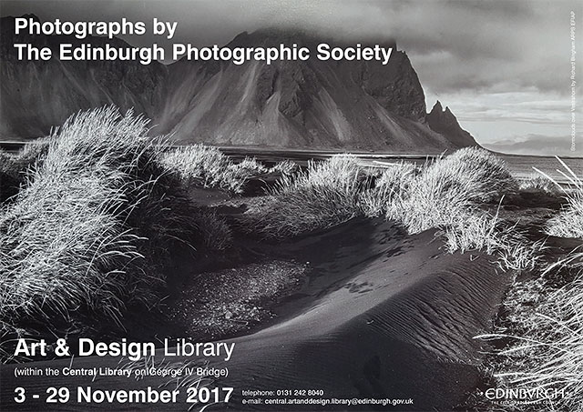 Exhibition of prints by Members of Edinburgh Photographic Society  -  in the Fine Arts Dept of Edinburgh Central Library, George IV Bridge, Edinburgh, November 2014