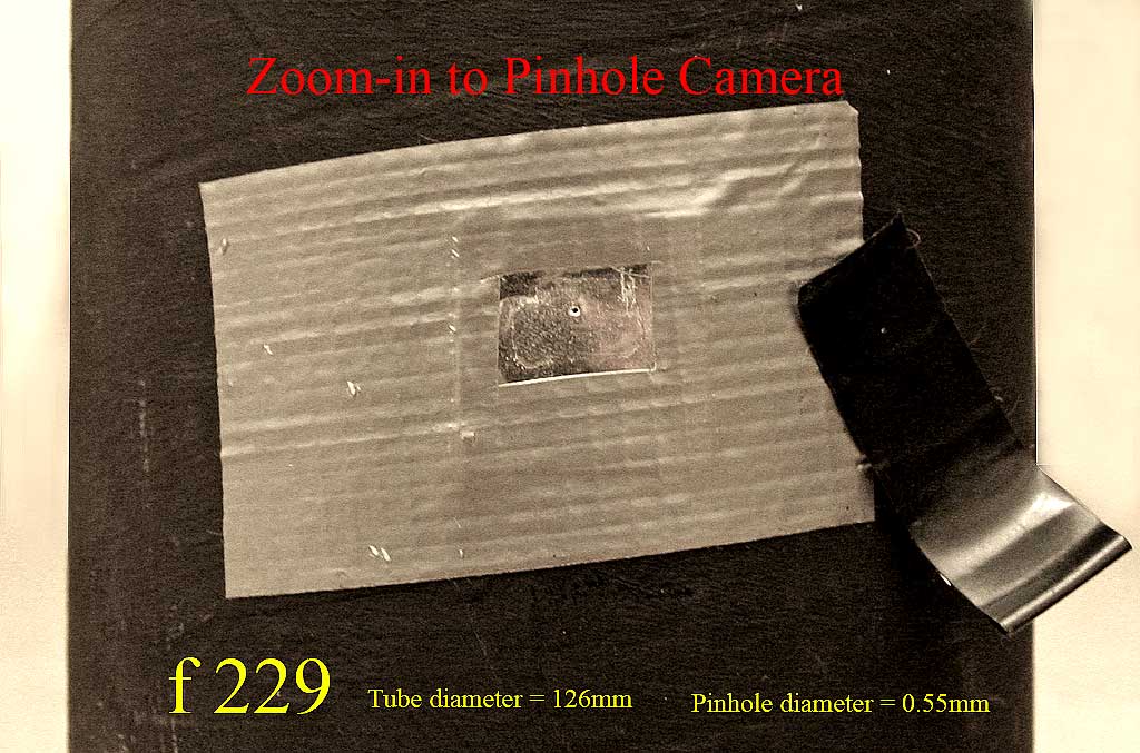 Zoom in to the pinhole on a pinhole camera