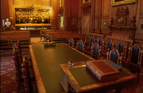 DO Hill's painting of the Disruption hanging in the Prsebytery Hall of the Free Church of Scotland, The Mound, Edinburgh