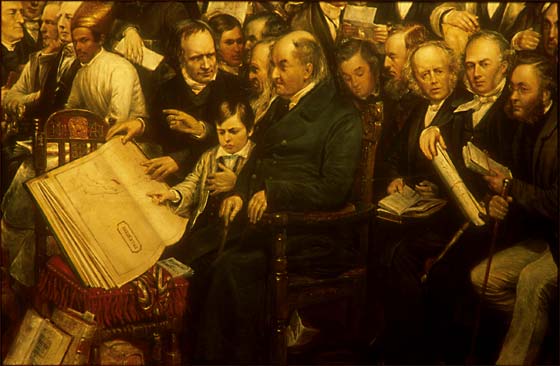 DO Hill's Painting of The Disruption  -  Detail including book