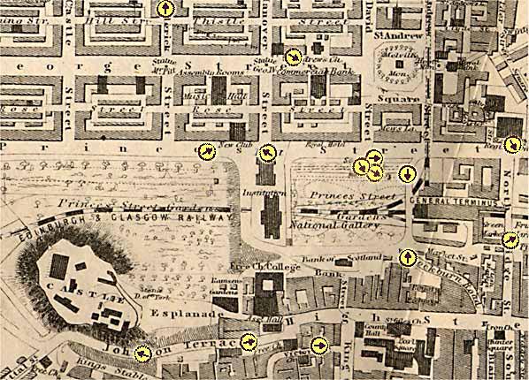 Central Edinburgh, west  -  Map for Begbie photos